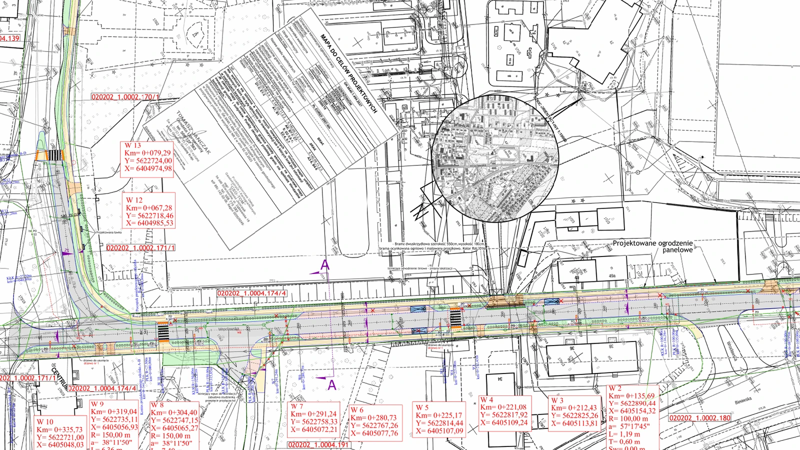 Fragment projektu zagospodarowania terenu przebudowy ulicy Wrocławskiej w Dzierżoniowie